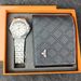 Herrenuhr Brieftasche Geschenkbox Set wasserdichte Quarzuhr Stahlarmband_voghion.com