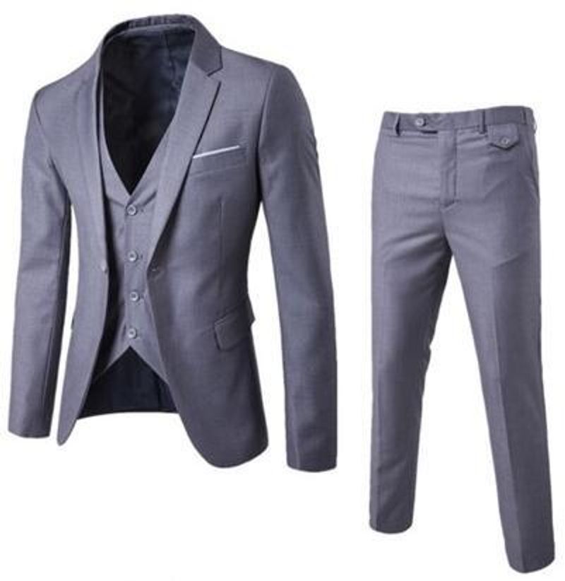 Terno de roupa masculina terno de três peças estilo coreano fino pequeno terno profissional formal terno padrinho roupas noivo vestido de casamento_voghion.com