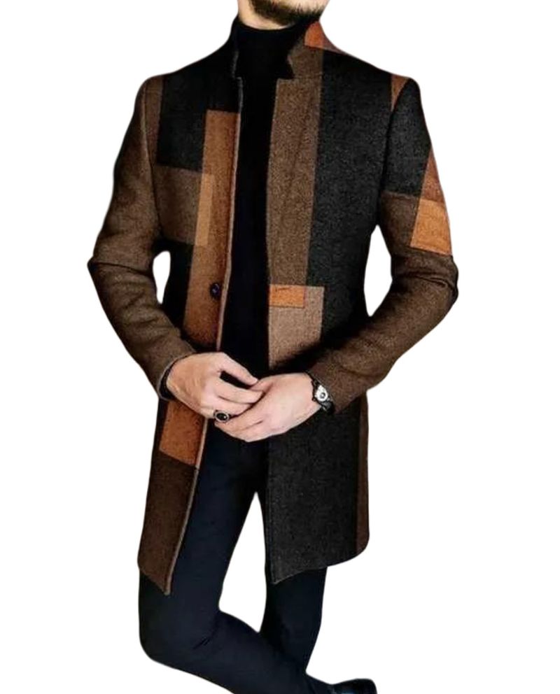 Cappotto da uomo in pelliccia con cappuccio e cappuccio in pelliccia di colore sfumato autunno e inverno 2024_voghion.com