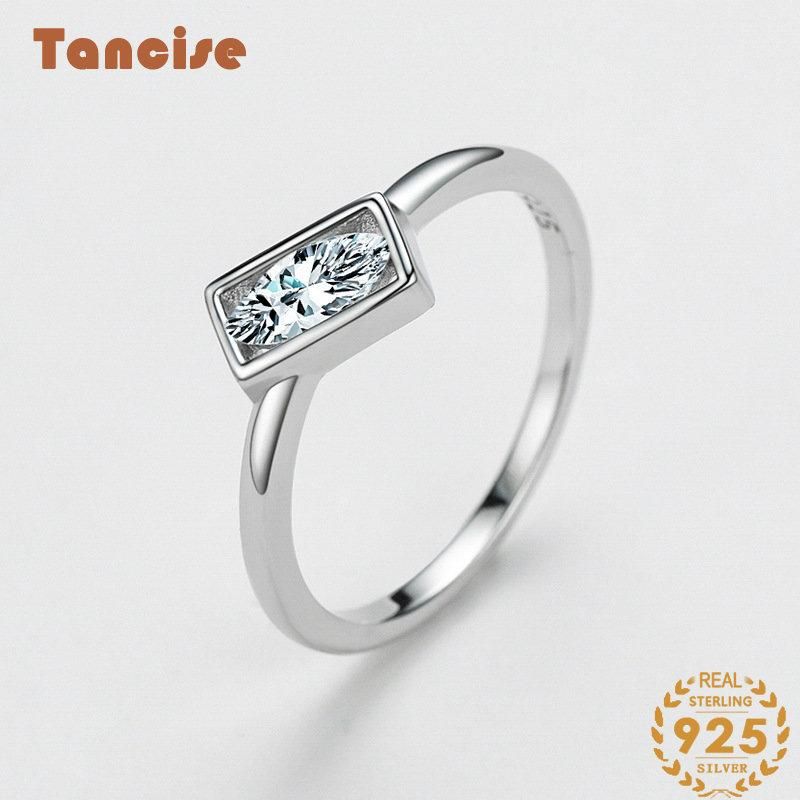  Tancise Classic Zircon Silver Ring Ladies Jewelry Wedding Promise Party Gift_voghion.com