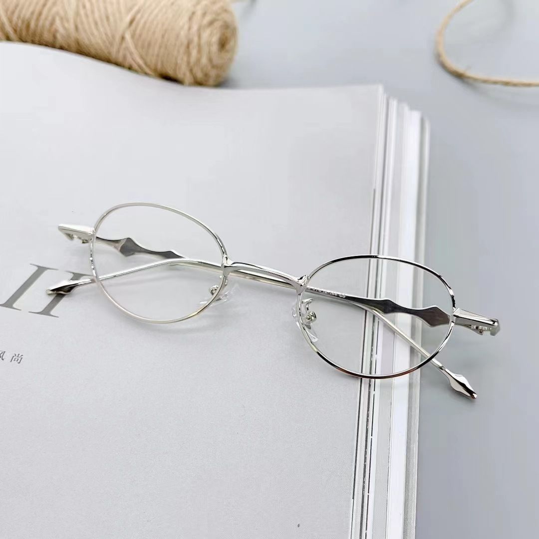 2024-es új, fém ovális, kis keretes, kék fény elleni, lapos tükörrel ellátott, divatos férfi és női Instagram stílusú napszemüveg_voghion.com