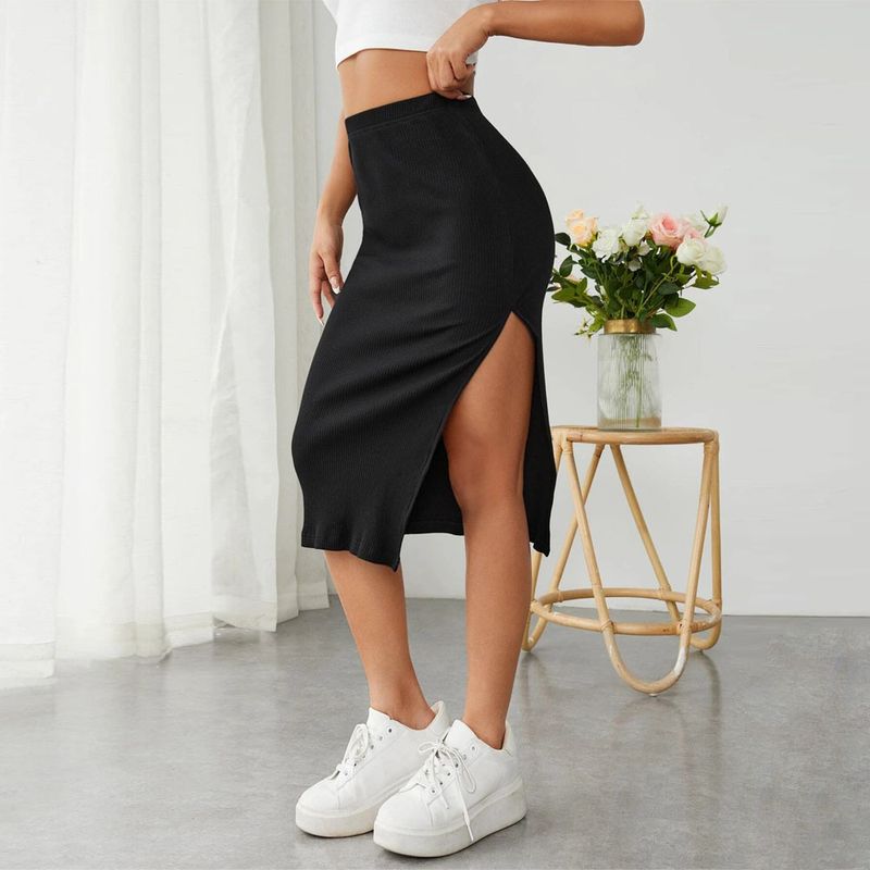 Gonna di temperamento elastico della vita elastica da donna elastica da donna_voghion.com