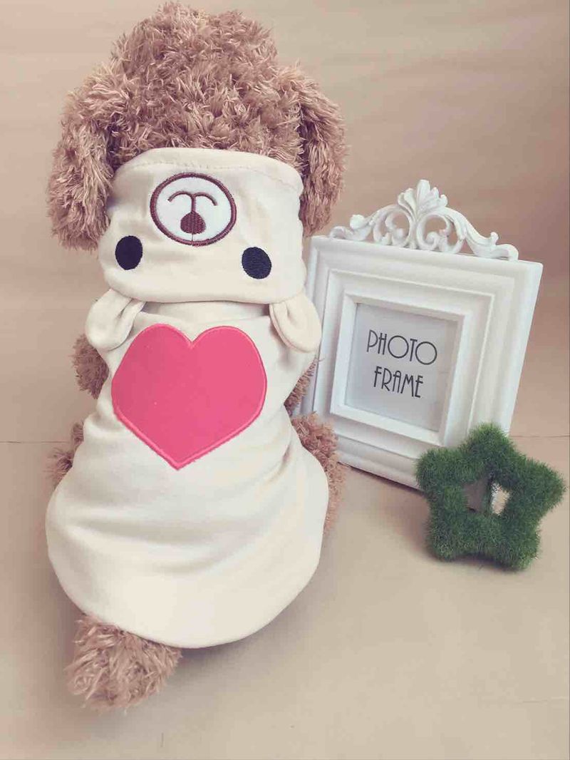 Spring And Summer Thin Cotton Style Heart Bear Two-Legged Pullover Transformation Costume Teddy Pet Four-Legged Outfit_voghion.com