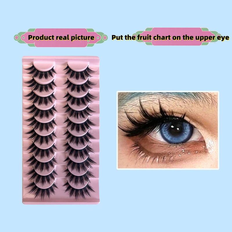 Gwong 10 Pair Natural Looking Thick Cross False Eyelashes Makeup Beauty Eye Lashes_voghion.com