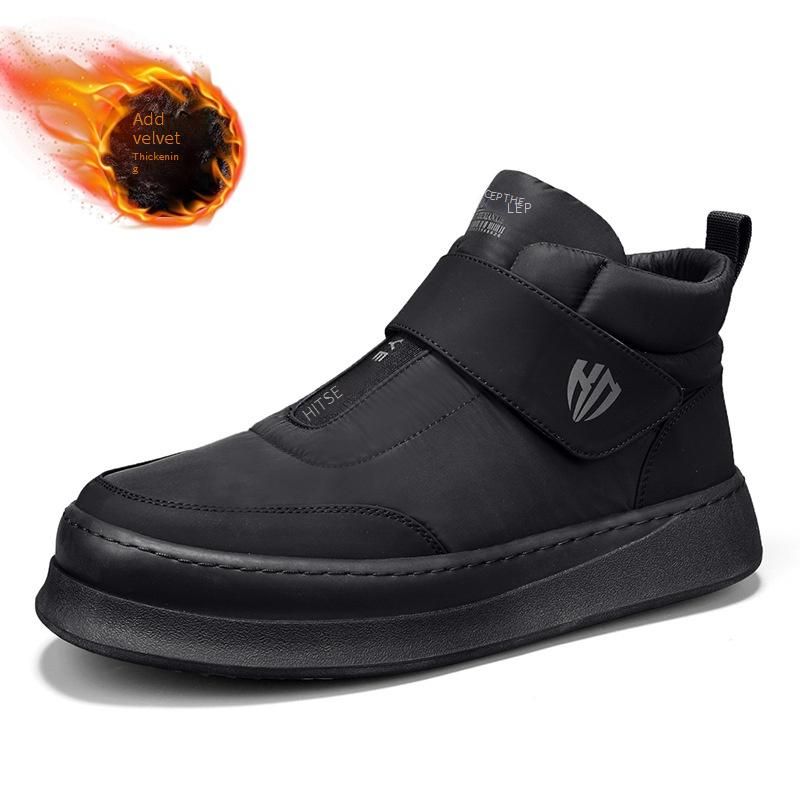 Men's Winter Snow Boots With Velcro Closure – Thickened Fleece Lined Mid-Cut Casual Shoes For Cold Weather​_voghion.com