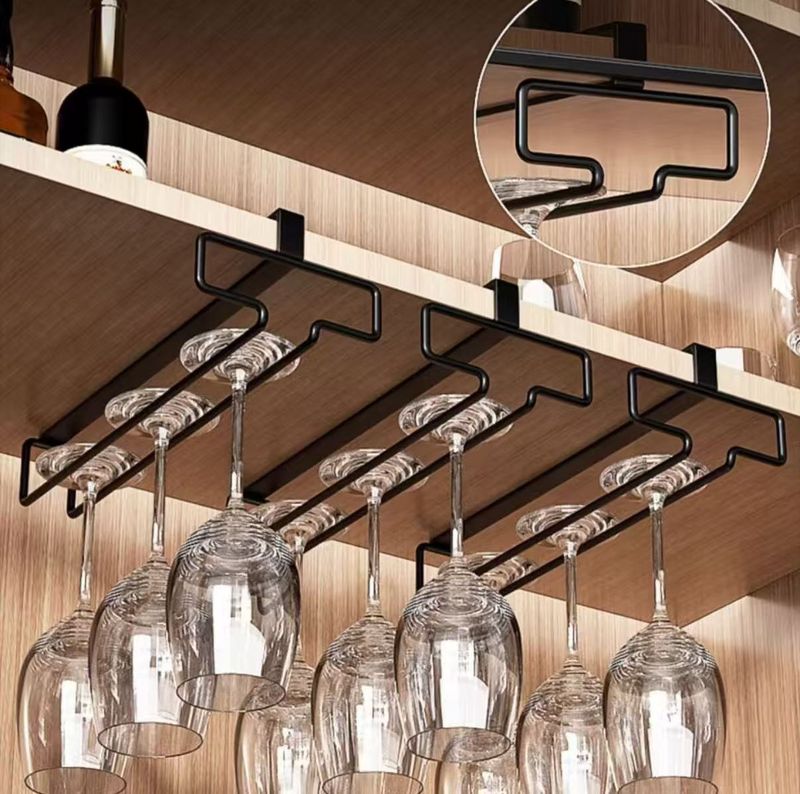 Wine Glass Rack, Upside-down Hanging Wine Glass, No Drilling Required, Suitable For Home Use, Living Room Wine Cabinet Storage._voghion.com