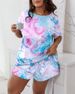 Lässiges Pyjama-Zweiteiler-Set in Übergröße, Damen-Pyjama-Set mit Leoparden-Herz-Print und kurzen Ärmeln_voghion.com