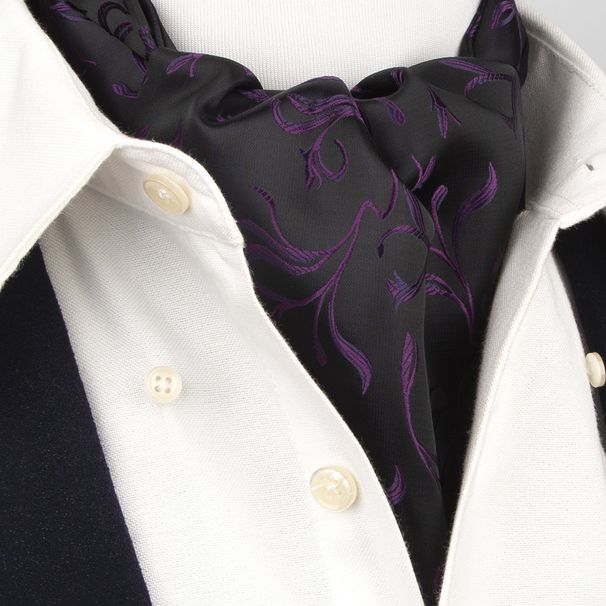 Sciarpa Ascot da uomo - Lussuosa sciarpa da sposa con motivo floreale vintage_voghion.com