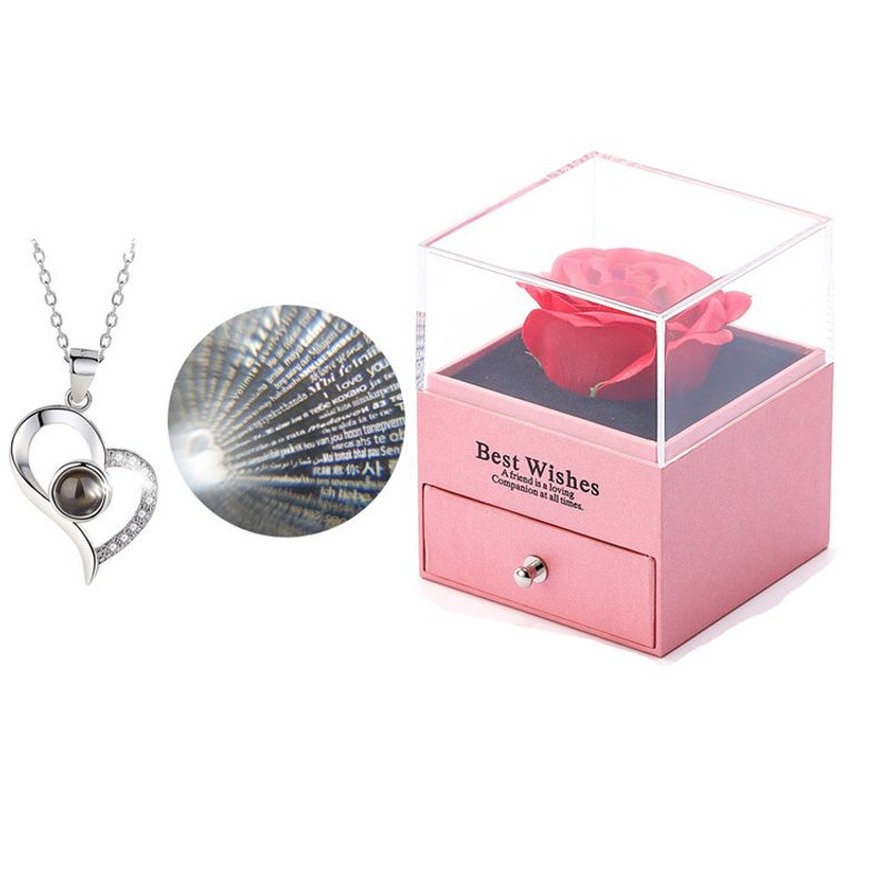 Conjunto de joyas para mujer, superventas, collar de rosas, caja de regalo para San Valentín, joyero, cajón de acrílico, caja de flores_voghion.com