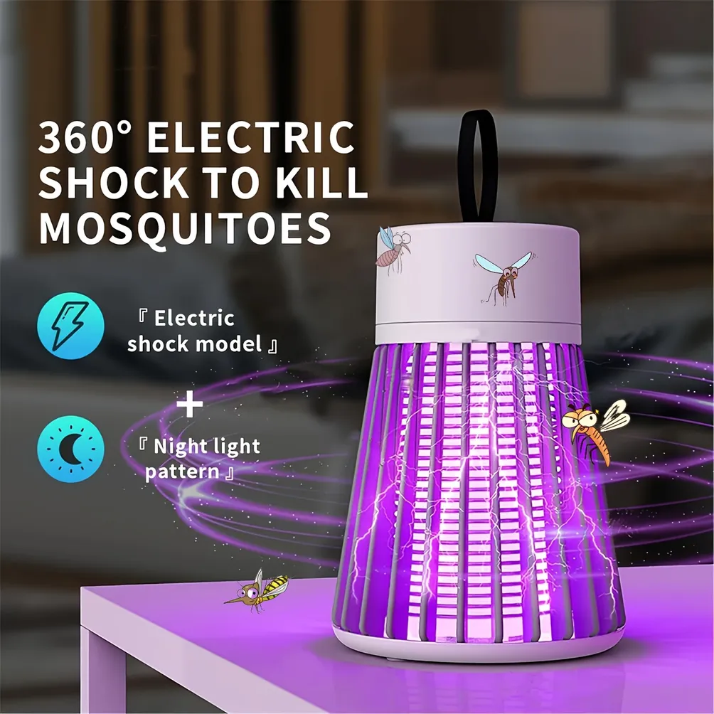 USB Electric LED Mosquito Zapper Indoor Bug Killer Lamp For Mosquito Gnat Moth Fruit Flies With Small Brush_voghion.com