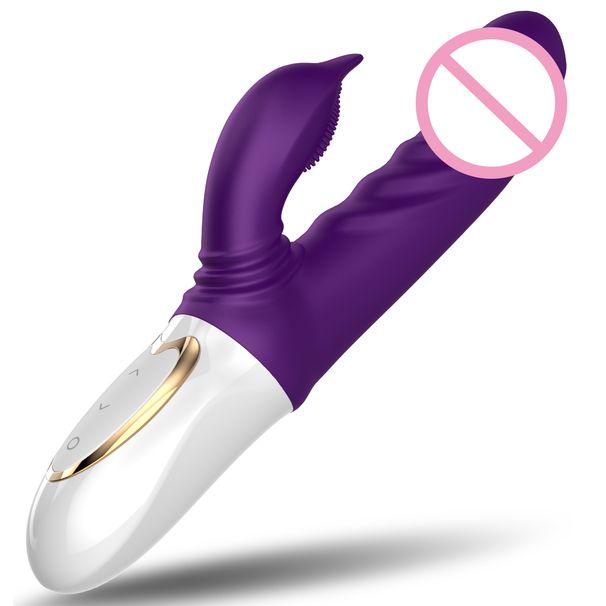 Vibratore a forma di coniglio con dildo portatile ad alta intensità con funzione multifrequenza, giocattoli sessuali per adulti per coppie, simulazione di leccamento della lingua_voghion.com