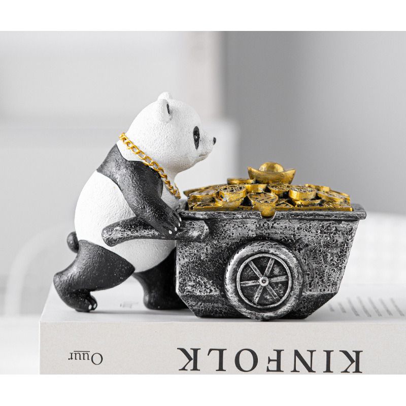 Panda Ashtray With Lid Creative Personality Trendy Anti-Fly Ash Home Living Room Internet Celebrity Ornament Birthday_voghion.com
