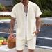 2025 Sommer Herrenbekleidung Hemd Lässig Lose Kurzarm Shorts Strand Set_voghion.com