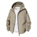 Unisex Waterproof Windbreaker Jacket – Oversized Streetwear Hooded Windcoat (S-XXXL, Mocha/Black/White)_voghion.com