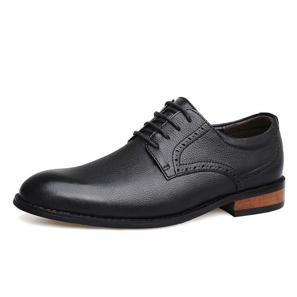 Elegante Herren-Lederschuhe, Lederschuhe mit runder Spitze_voghion.com