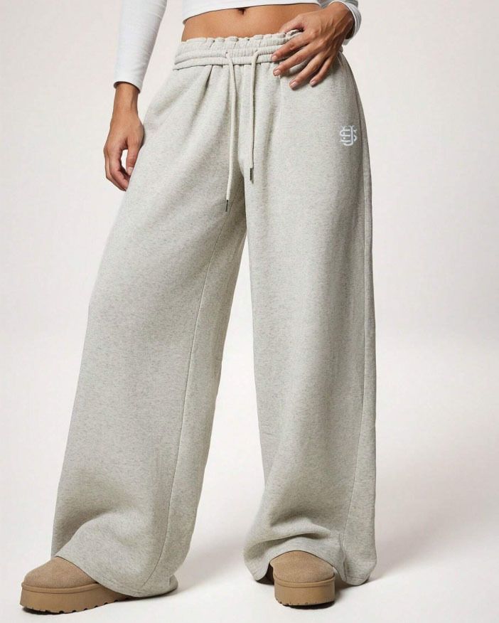 Unisex US-Style Embroidered Fleece-Lined Joggers – Oversized Wide-Leg Winter Pants (XS-XL)_voghion.com