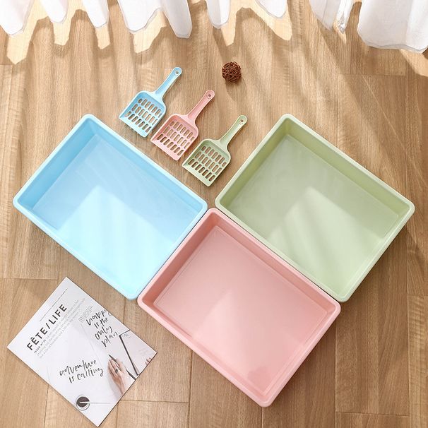 Quadratische Toilettenbox ohne Deckel, Reinigungsmittel für Haustiere, mit kostenloser Katzenstreuschaufel 0049_voghion.com