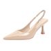 3299-12 French Design Iron Chain Decorative Pointed Thin High Heel Single Shoes Women's One Line With Temperament Baotou_voghion.com