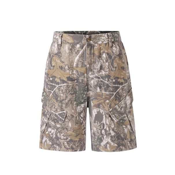 Herenkleding Cleanfit Retro Distressed Tree Camouflage Werkkleding Shorts_voghion.com