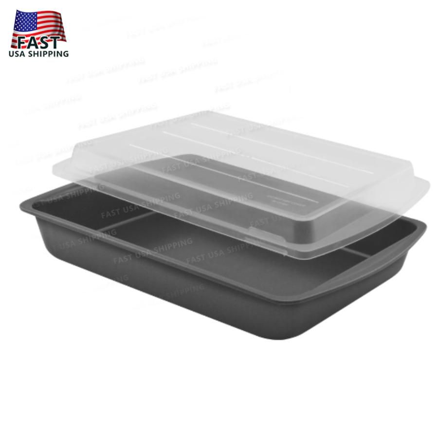 Mainstays Coperchio per torta in plastica, teglia in acciaio con rivestimento antiaderente 13 x 9_voghion.com