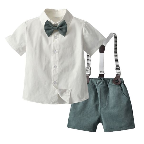 Ragazzi per bambini vestito a maniche corte 2021 nuova bella camicia a maniche corte bretelle pantaloni vestito da prestazione bambini abbigliamento per bambini in stile coreano_voghion.com
