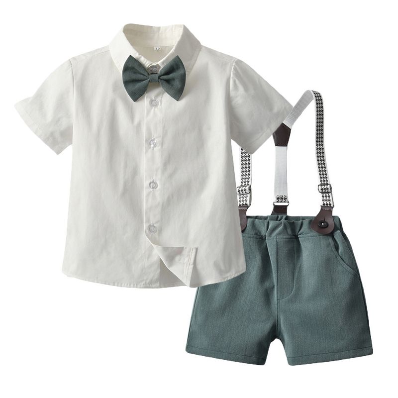 Costume à manches courtes pour garçons, nouvelle belle chemise à manches courtes, bretelles, pantalon, robe de performance, vêtements pour enfants de style coréen, 2021_voghion.com