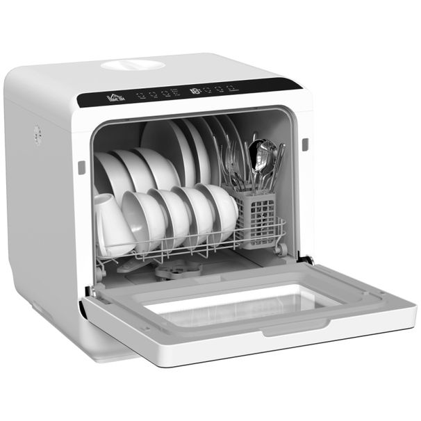 Tischgeschirrspüler, Mini-Geschirrspüler Mit 6-Liter-Tank, 5 Program, LED-Anzeige, Trocknungsfunktion, Weiß_voghion.com