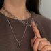 Collana con ciondolo in acciaio al titanio quadrato multistrato, semplice e temperamento, con catena per il collo della clavicola da donna_voghion.com