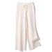 Pantaloni larghi in maglia a vita alta da donna – Pantaloni drappeggiati in stile coreano (bianco/kaki/grigio/nero, taglia unica)_voghion.com