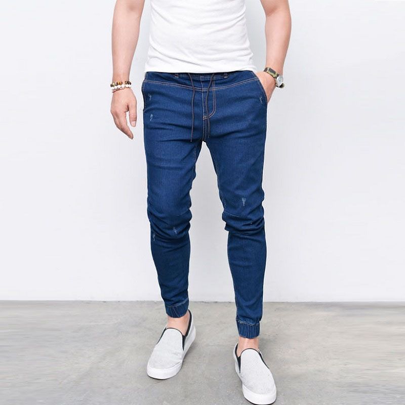 Men's Solid Color Ripped Casual Jeans_voghion.com