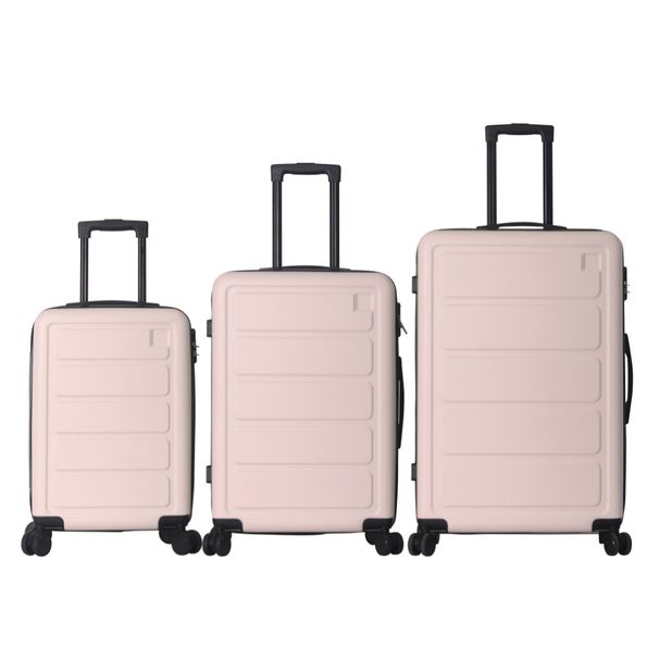 Luggage Sets ABS Hardshell 3pcs Luggage, Lightweight Durable Suitcase Sets Spinner Wheels Suitcase 20''24''28'' (PINK)_voghion.com