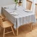 French Striped Linen Tablecloth – Slip-Resistant Rectangular Cotton Table Cover For Dining & Coffee Tables (Grey Geometric Pattern)_voghion.com