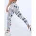 Women's Digital Printed High Waist Elastic Slim Fit Hip Lifting Tummy Control Running Pants Yoga Pants Bottoming_voghion.com