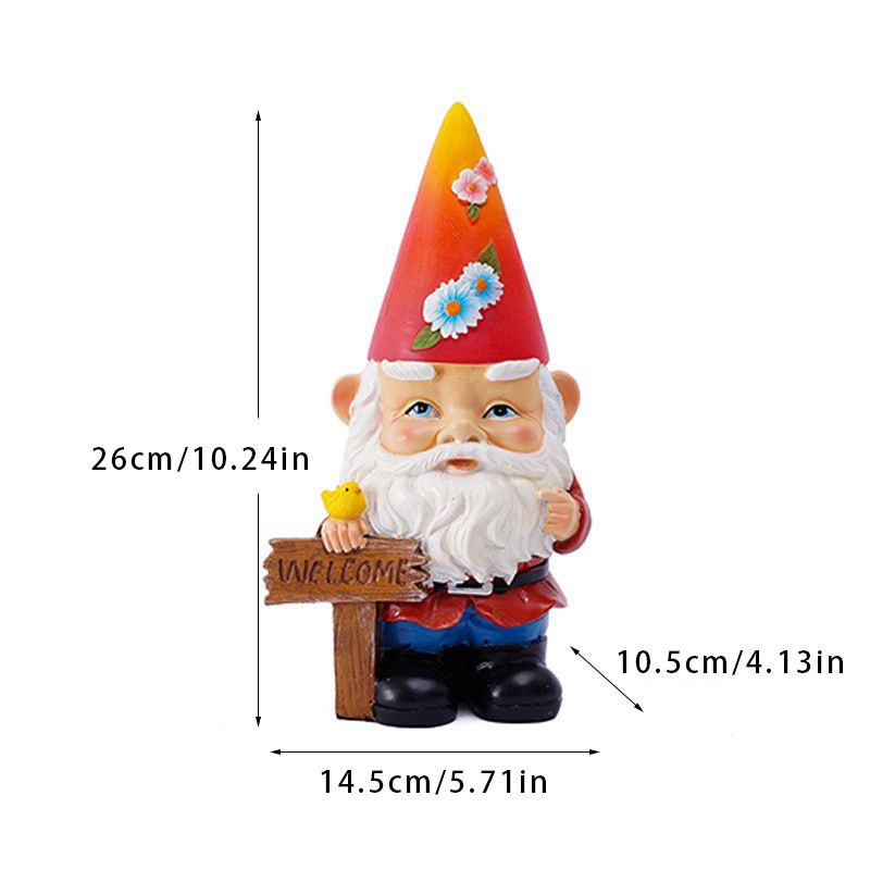 【Special Offer】Gnome Figurine Outdoor Garden Dwarf Gardening Courtyard Living Room Balcony Solar Night Light_voghion.com