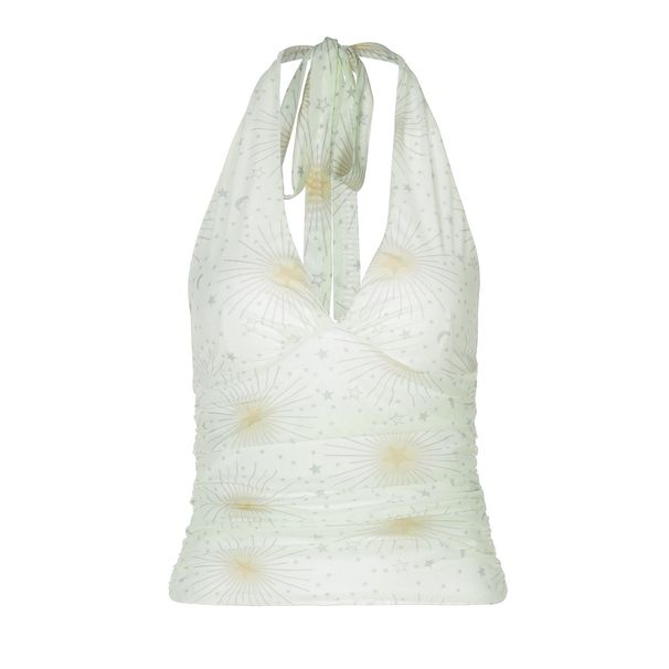 Ευρωπαϊκή και αμερικανική γυναικεία ένδυση 2024 Φθινόπωρο Νέο Casual Γιλέκο Εορταστικό Στυλ Καυτού Κοριτσιού Σέξι Λεπτό Halter Neck Πλισέ Τοπ Γυναικείο_voghion.com