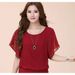 Neue Sommer Damen Plus Size Solid Color Süße Kurzarm T-Shirt Chiffon Bluse für Frauen_voghion.com