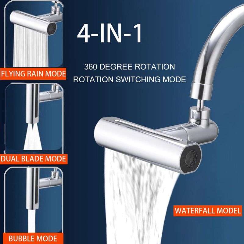 Kitchen Sink Faucet Extender, Splash-Proof Connector, 4in1 Drizzle Waterfall Right-Angle Spout Connector_voghion.com