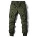 Men's Workwear Pants Trend Style Youth Oversized Solid Color Leggings With Multiple Pockets_voghion.com