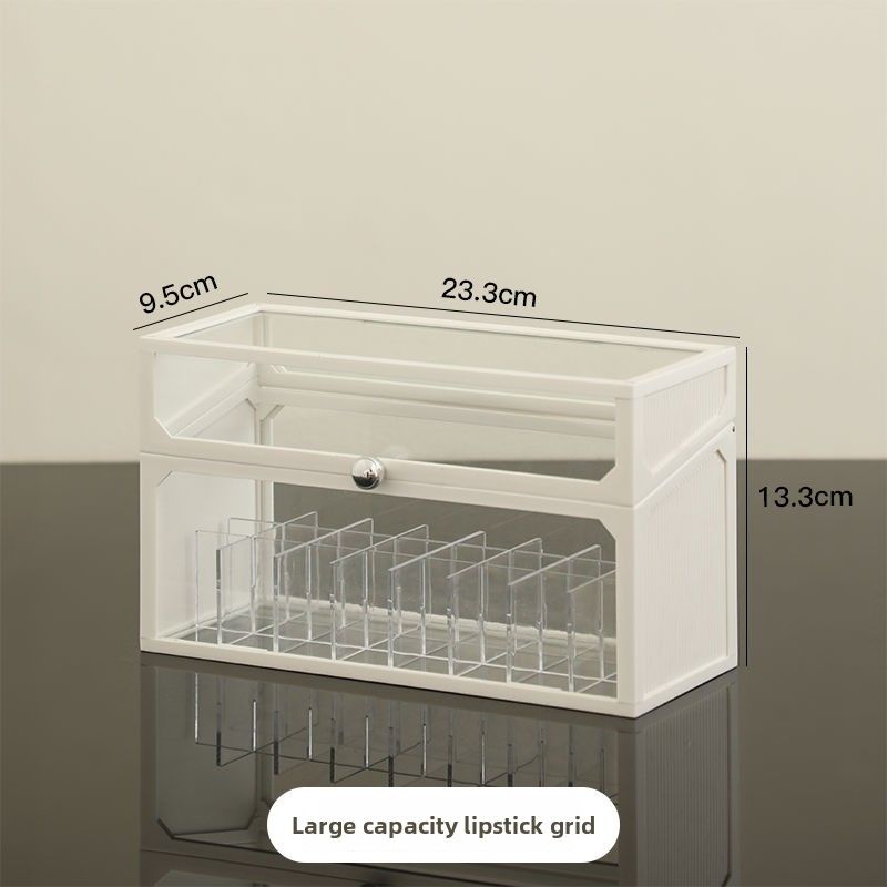 Glass High-End Light Luxury Dustproof Lipstick Cosmetic Storage Box Vanity Perfume Skincare Transparent Organizer_voghion.com