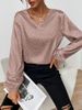 Women's V-neck Pullover Leopard Print Long-sleeved Shirt_voghion.com
