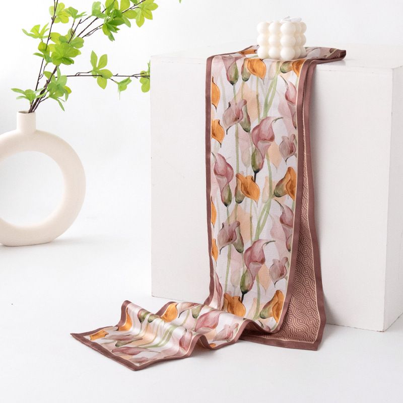 2024 Spring/Summer New Mulberry Printed Flower Layer Double sided Silk Small Strip Scarf Ribbon_voghion.com