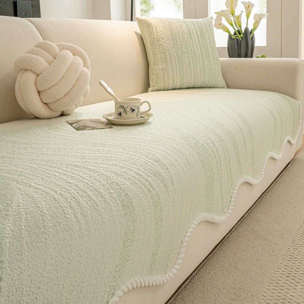 Kühlendes Sofakissen aus Eisseide – Cremefarbener, rutschfester Ecksofabezug mit Streifenmuster (Sonderanfertigungen für L-förmige Sofas)_voghion.com