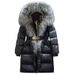 Women's Clothing 24 New Thickened Ladies Extended Black Gold Lock Warm Real Fox Fur Large Fur Collar Duck Warm Jacket Jacket_voghion.com