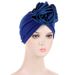 Neuer mehrfarbiger Turbanhut aus Satin mit Blumenapplikation_voghion.com