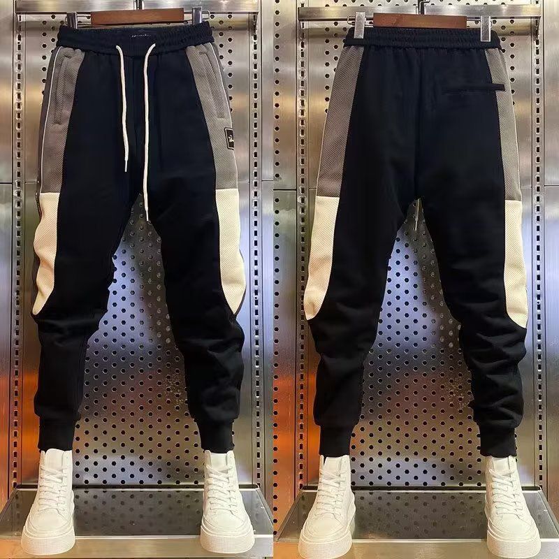 Men's Clothing men's sweatpants spring and autumn new style splicing sports slim feet loose versatile high street long pants men_voghion.com