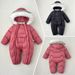 Baby Winter Puffer Jumpsuit – Warme Eendelige Sneeuwpak met Capuchon (0-4 Jaar, Zwart/Roze/Rood/Grijs)_voghion.com