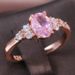 Bereit Lager Huitan Romantische Rosa AAA Cubic Zirkon Stein Prinzessin Mit Rose Gold Farbe Engagement Zubehör Winzige Zarte Ringe_voghion.com