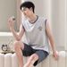 Modal Cotton Sleeveless Vest Set For Men, Summer Thin Home Wear, Loose Fitting Two-piece Set For Outerwear-XL_voghion.com