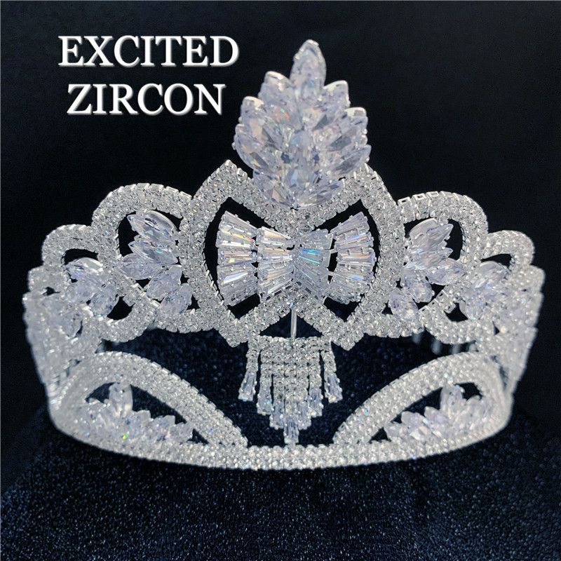 Nádherná nevěstina koruna, luxusní svatební doplňky, nádherná mašle, holý diamant, dekorace ze zirkonového kamene, koruna_voghion.com