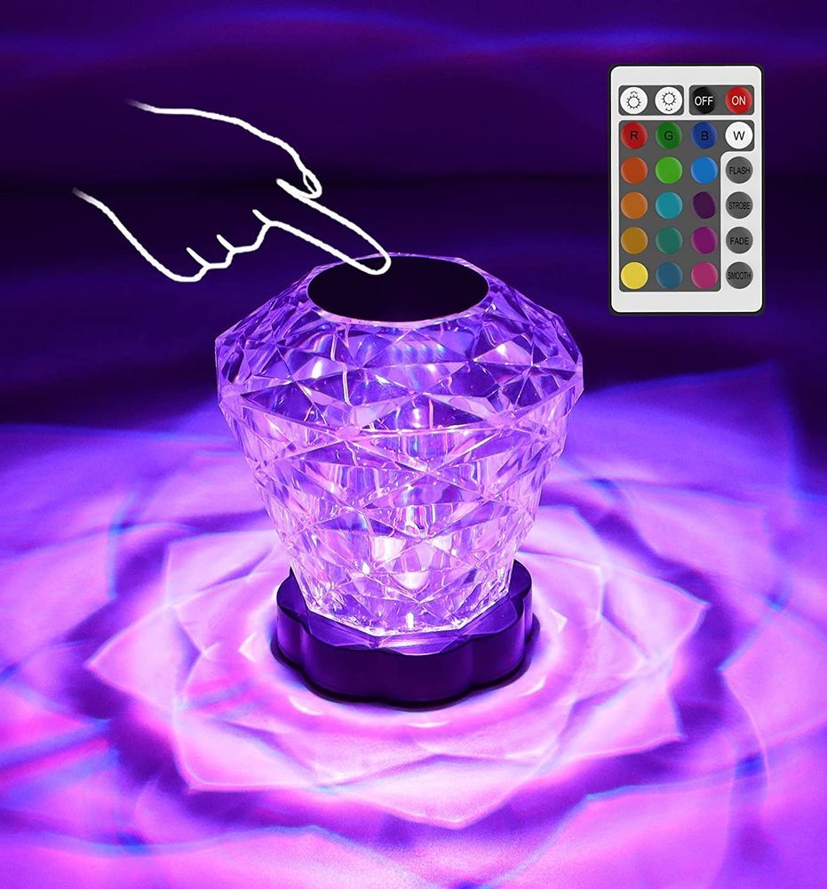 Night Light Bluetooth Speaker 3D Glass Bedside Table Lamp Color LED Night Lamp Touch Control Rechargeable Portable_voghion.com